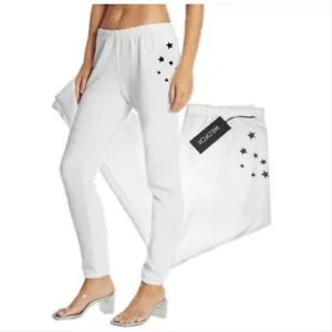 NWT WILDFOX "Believe" White Black Stars Super Soft Casual Jogger Pants Sz Medium - Picture 1 of 7