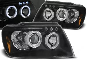 Headlights for Chrysler Jeep Grand Cherokee 1999-2005 VR-1222 Angel Eyes Black - Picture 1 of 1