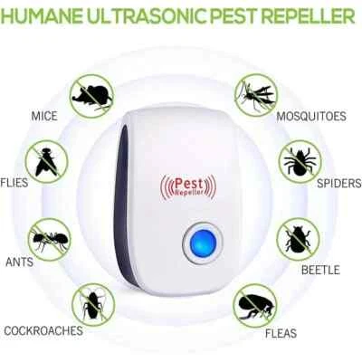 PEST-REJECT Ultrasuoni Per Topi Repellente Mosche Zanzare azione 300 m Scaccia Ratti Insetti