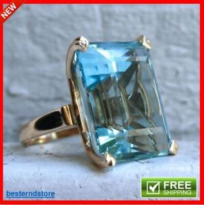 2023 Natural Blue Topaz Ring 925 Sterling Silver Women's Big Jewelry Engagement