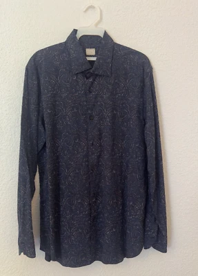 Xacus Shirt Men Dark Blue & White Paisley Made In Italy Size 41 (neck 16) - Image 1 of 4