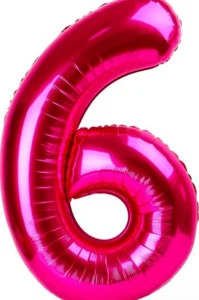 Hot Pink Number 6 Balloon 34Inch, 6th Birthday Balloon - Picture 1 of 1