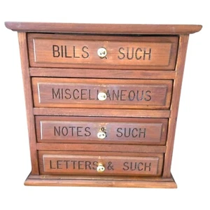 Vintage Solid Wooden Tabletop Chest Drawers Mail & Such, Notes, Misc - Picture 1 of 5