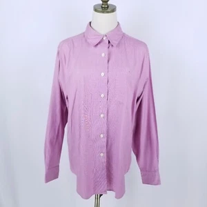 LL Bean Long Sleeve Button Up Shirt Womens Size M Pink Collared Pocket - Picture 1 of 7