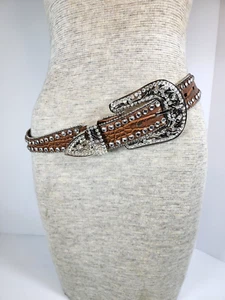 Blazin Roxx Damengröße S 1,5" überbacken braun Kroko-Muster Ledergürtel Glitzer! - Bild 1 von 16