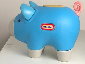 Vintage Little Tikes BLUE Pig Piggy Coin Money Bank Curly Tail *READ* - Picture 1 of 8