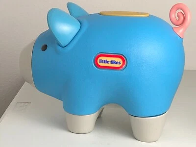 Vintage Little Tikes BLUE Pig Piggy Coin Money Bank Curly Tail  *READ* - Image 1 of 4