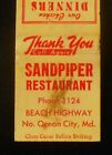 1950s Sandpiper Restaurant Chicken Dinners Phone 1124 Beach North Ocean City MD