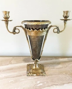 NEW Unique Glass Brass Handmade Candelabra Candle Stand Holder Burnished Silver - Picture 1 of 6