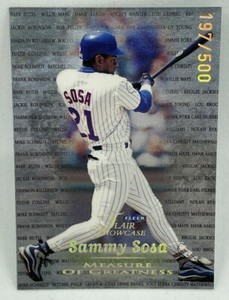 1999 Flair Showcase Sammy Sosa #14 Measure of Greatness #197/500 - Chicago Cubs