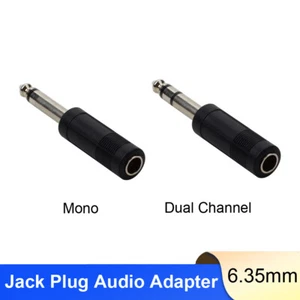 6.35mm Jack Socket to 6.35mm 1/4 inch Mono Dual Channel Jack Plug Audio Adapter - Picture 1 of 7