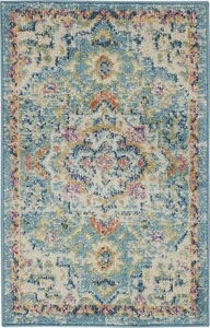 2' X 3' Blue And Ivory Dhurrie Area Rug - Picture 1 of 4