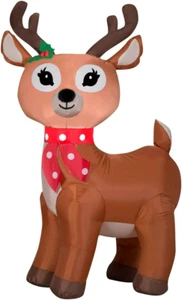 3 1/2' Inflatable Christmas Reindeer W/Scarf Yard Decoration 880114 - Picture 1 of 2