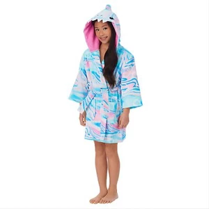 Saint Eve Youth Shark Hooded Robe Plush 100% Cotton - Picture 1 of 5