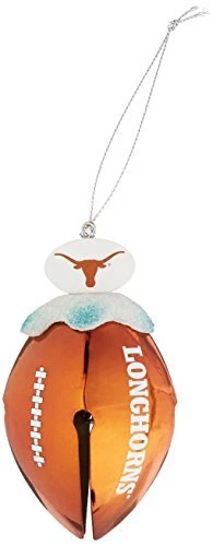 Topperscot NCAA Texas Longhorns Snow on Football Bell Ornament