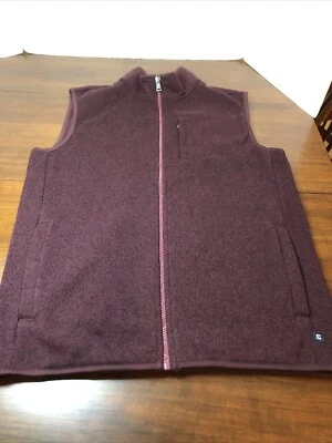 Chaps Small Vest Maroon Red Mens  Fleece Full Zipper  Pockets - Image 1 of 4