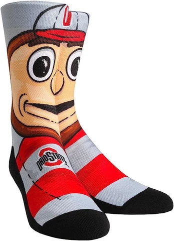 Rock Em Ohio State Buckeyes OSU Brutus Mascot S/M Crew Socks Fits 6-8.5 Cover