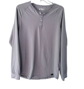 Barbell Performance Henley Mens Large Gray Long Sleeve Lightweight Stretch Hike - Picture 1 of 11