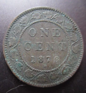 1876 H Canada One Cent Queen Victoria Large Cent VG Condition - Picture 1 of 2
