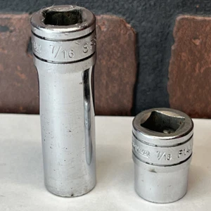 Snap On 7/16 Pair SFS141 & F141 3/8 Drive Standard Deep And Shallow Socket Set - Bild 1 von 9