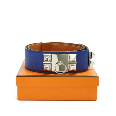 Hermès 2011 Cinturón T80 Klein Cuero Azul Collar de Gatón 50 Cinturón 32in... - Imagen 1 de 4