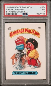 PSA 7 NM 1985 Garbage Pail Kids OS1 CRANKY FRANKIE #18a GLOSSY STICKER CARD - Picture 1 of 2