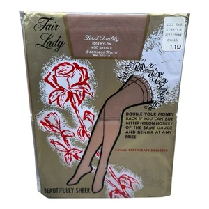 Vintage Fair Lady Seamless Micro 400 SMS Stockings Beigetone Stretch S - Picture 1 of 2