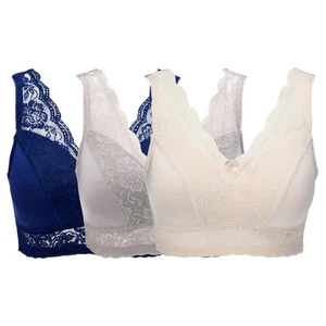 Rhonda Shear 3 Pack Classic Pin-Up Bra Midnight Navy/Champagne/Gray XL New - Picture 1 of 1