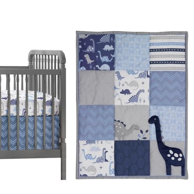 Juego de 3 piezas de ropa de cama para cuna Bedtime Originals Roar Dinosaur, azul/gris  Foto 1 de 3