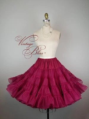 Vintage 1950's Claret Red Ruffled 2 Layer Very Full Petticoat Crinoline Ladies M - Image 1 of 4