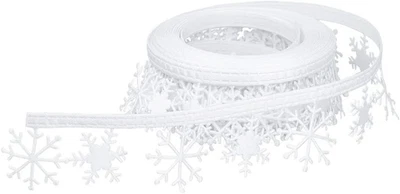 Deko-Zierband Weiß 4 m Selbstklebend Satin-Optik mit Schneeflocken - Bild 1 von 4