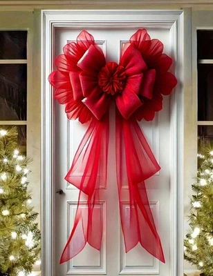 Christmas Door Bow Window Traditional Xmas Wedding Decoration Party Banner FLAG