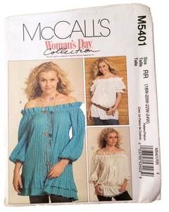 McCall's Pattern 5401 Woman's Peasant Blouse Top  Off-Shoulder Sizes 18W-24W - Picture 1 of 5