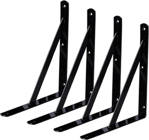 Shelf Brackets 4 Pack 8 inch Heavy Duty Metal L 8&quot;x6&quot;, Black  - Picture 1 of 7