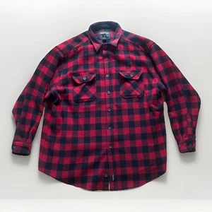 Woolrich Wool Blend Shacket XXL Buffalo Plaid Red Black Button Up Shirt Jacket - Picture 1 of 7