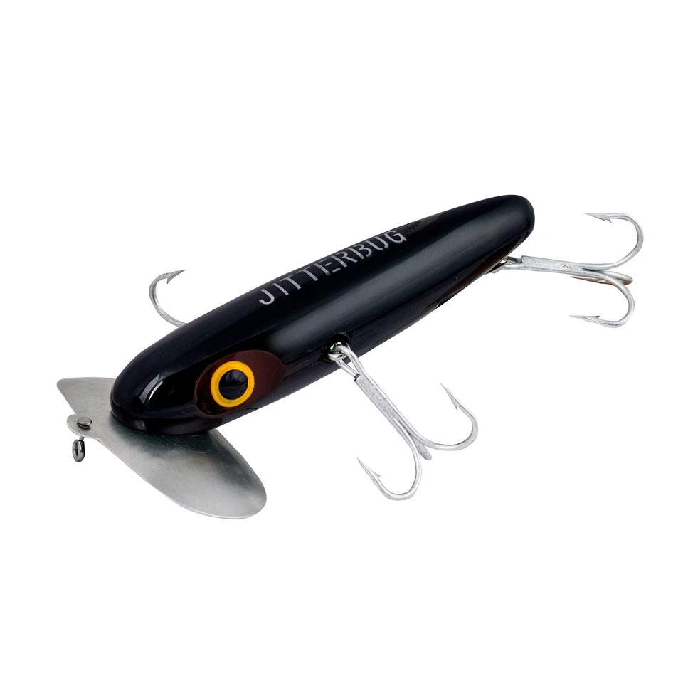 Señuelo Arbogast Jitterbug 4 1 2 oz negro Topwater para pesca de lubina Foto 1 de 3