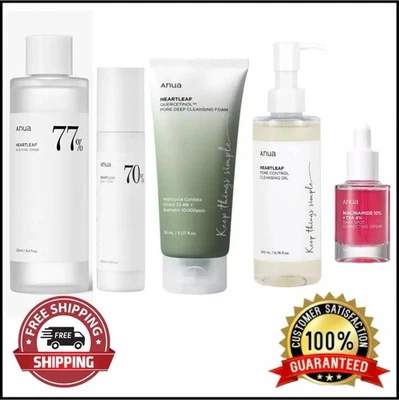 Set Of 5 Anua Niacinamide 10% TXA 4% Serum Heartleaf Toner Lotion Cleansing oil