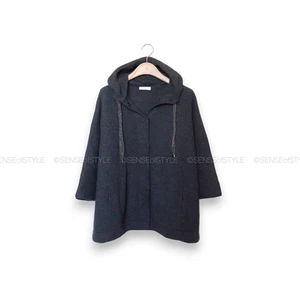 Brunello Cucinelli Cashmere Poncho Top Cardigan Hooded with Monili Gray Size S - Picture 1 of 6
