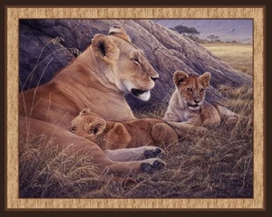 FAMILY of PRIDE Fabric Quilt Panel 36" x 45", Lion, Cat, Wildlife, Safari, Jungl - Picture 1 of 2
