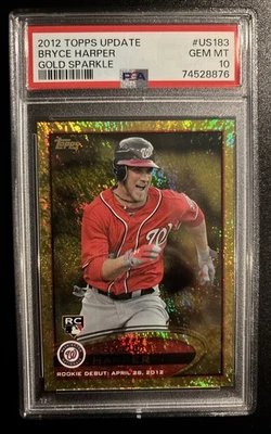 2012 Topps Update BRYCE HARPER US183 Rookie Gold Sparkle PSA 10 GEM MINT - Image 1 of 2