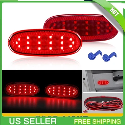 2PCS L+R Door Panel Courtesy Reflector Light Red For 2007-2009 Chrysler Aspen - Image 1 of 4
