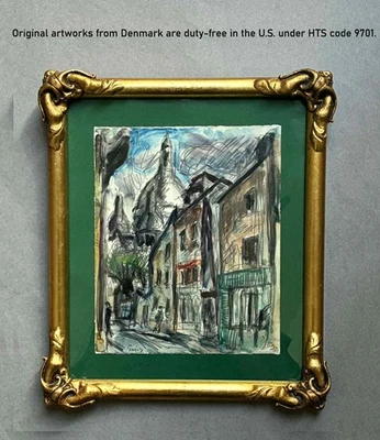 Einar Johansen (1893)  Montmartre Back Alley. Paris. Impressionist. Dated 1953. - Image 1 of 4