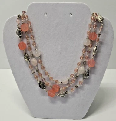 Collar Avon 2004 de 3 capas color rosa y plata F495381 Foto 1 de 4