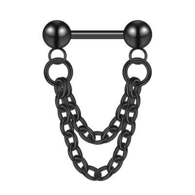 8PCS Nose Rings Surgical Steel Septum Chain Earrings Nose Ring Stud Piercing 16G - Image 1 of 4