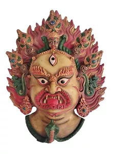 Buddha 13 Zoll Mahakal Maske Wandhänge Kunst Skulptur Malerei Arbeit religiös - Bild 1 von 5