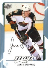 2008-09 Upper Deck MVP Wild Hockey Card #145 James Sheppard