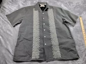 Da Vinci California Shirt Mens Medium Black striped Charlie Sheen embroidered - Picture 1 of 7