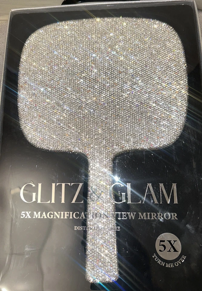 Espejo de estrás plateado brillante y glamour Tiktok viral BLing Foto 1 de 1