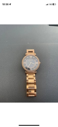 Orologio da polso Michael Kors Catlin quadrante nero cristallo pavè tono oro rosa MK3356