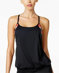 Jag Reactive Layered-Look Black Blouson Swimsuit Tankini Top S NWT NEW - Picture 1 of 7